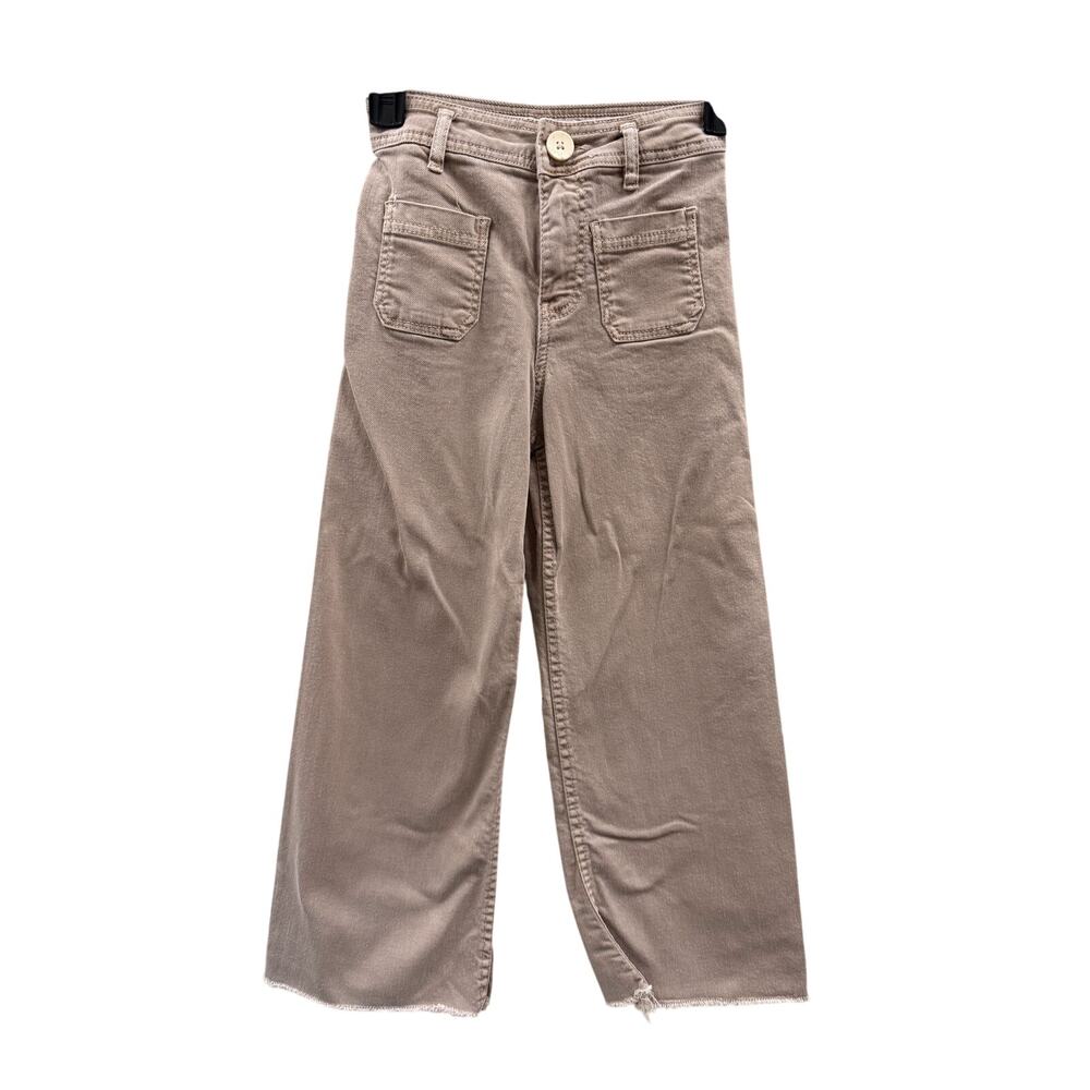 Zara Girls Marine Tan High Rise Adjustable Waist Wide Leg Jeans Size 9